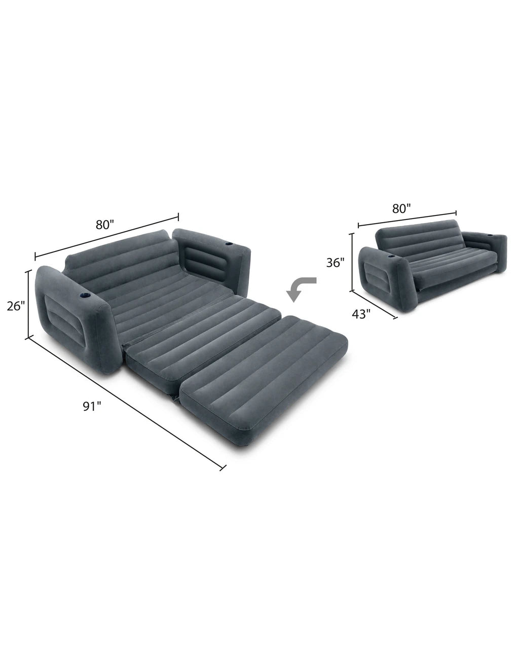 Pull-out sofa dimensions as a sofa and as a bed