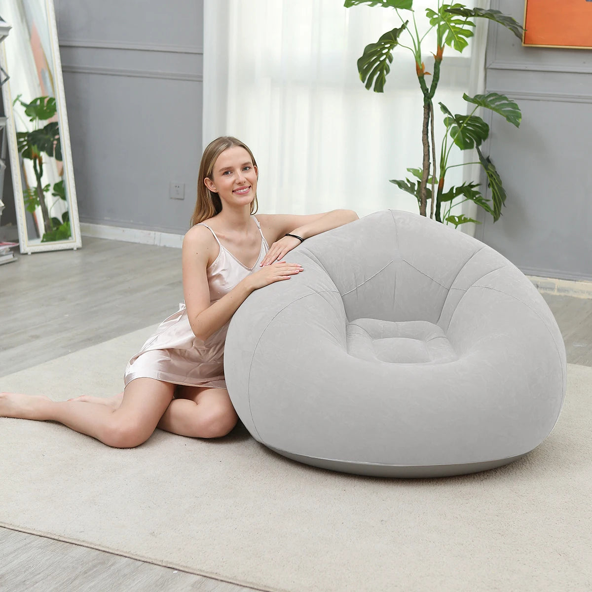 Inflatable lazy chair in a living room