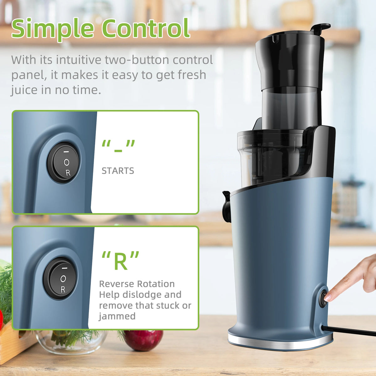 Simple two-button control with reverse function
