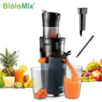 Cold press slow juicer with fresh carrot and orange juice