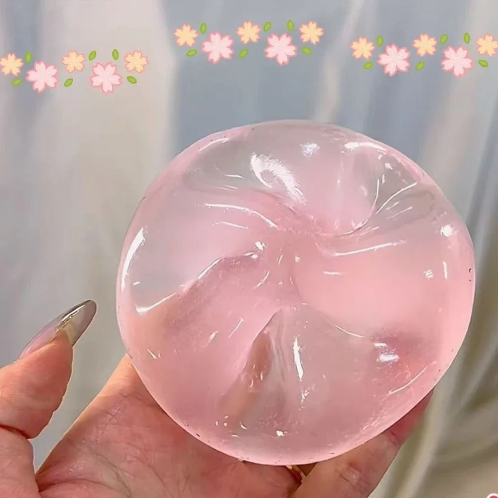Slow-rise squishy ball pressed in the palm