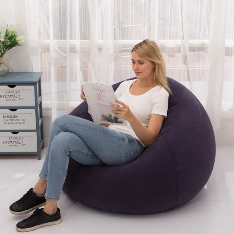 Reading in the inflatable lazy chair