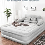 Inflatable double bed with pillows and backrest