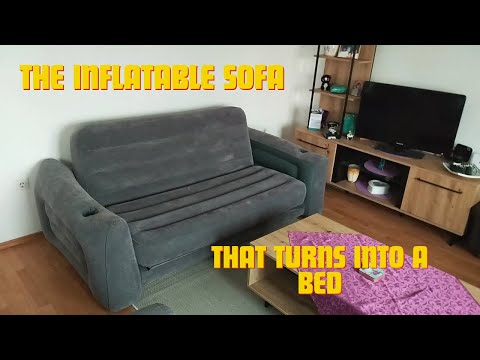 Inflatable sofa that turns into a bed – video